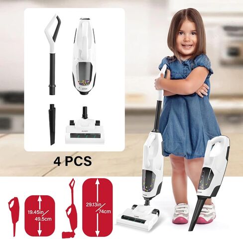 Kids Real Vacuum Cleaner Toys 2 in 1 Function of Blowing and Sweeping Cordless Interactive Vacuum with Real Suction Birthday for Boys Girls Ages 3-5 4-8 in Kuwait
