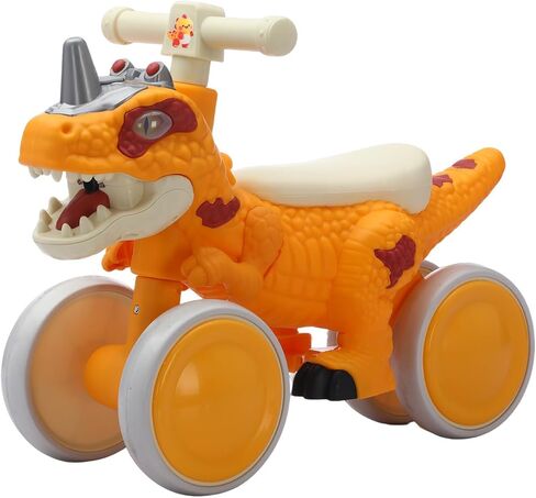 Dinosaur Balance Bike for 1-3 Year Olds, 4-Wheel No-Pedal Bike for Walker, Ride on Toys for Toddlers with Music and Mist Spray, First Birthday Gift for Boys & Girls (Green) in Kuwait
