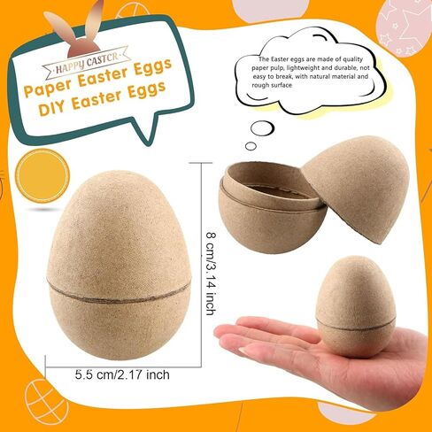 مجموعة أدوات صنع بيض عيد الفصح DIY - 12 شكل بيضة ورقية فارغة لتزيين البيض، وديكور المنزل، والحرف اليدوية، وأنشطة المدرسة والكنيسة in Kuwait
