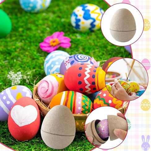 مجموعة أدوات صنع بيض عيد الفصح DIY - 12 شكل بيضة ورقية فارغة لتزيين البيض، وديكور المنزل، والحرف اليدوية، وأنشطة المدرسة والكنيسة in Kuwait