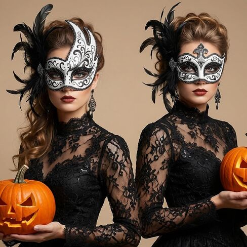 40 Pcs White Half Face Masquerade Mask, DIY Unpainted Paper Mache Craft Masks with Elastic Strap for Halloween Cosplay Mardi Gras Party (5 Styles) in Kuwait