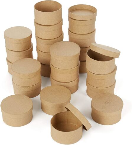 Factory Direct Craft Package of 24 Small Unfinished Paper Mache Round Boxes for Decorating, Painting and Crafting Projects in Kuwait