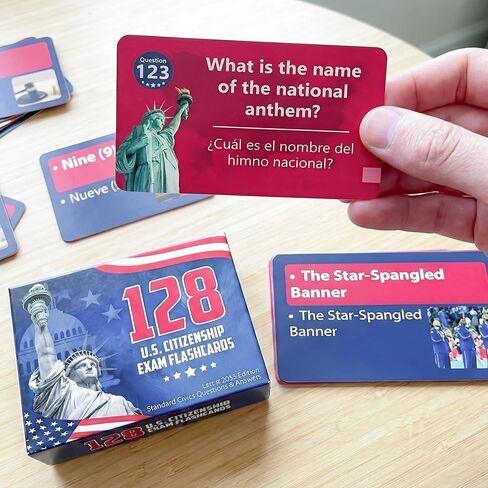 US Citizenship Flash Cards 2026, 128 USCIS Civics Test Questions and Answers, Bilingual English and Spanish Study Guide, Tarjetas de Ciudadania 2026, Preguntas para La Ciudadania 2026 in Kuwait