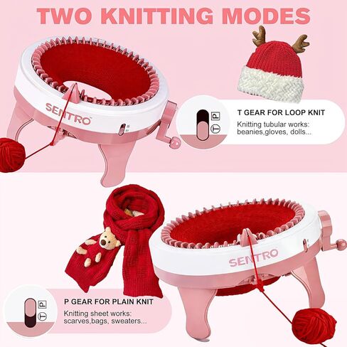 SENTRO Knitting Machine, 40 Needles Automatic Circular Knitting Loom Machine for Kids/Adults Beginners, Double Knit Loom Crochet Machine Kit for Hat,Socks,Scarves,Gloves,Sweater(for 3-5mm Wool Yarn) in Kuwait