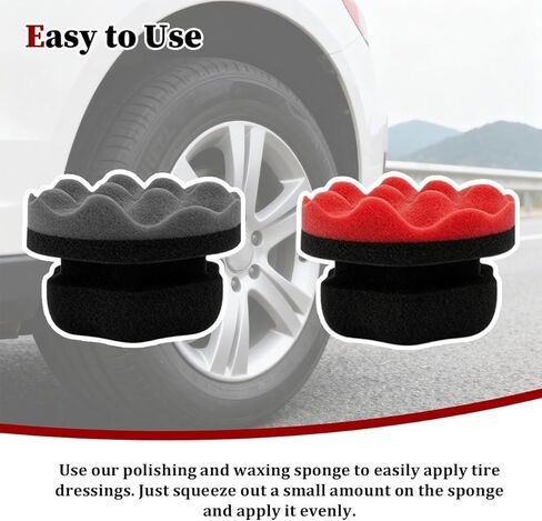 2PCS Large Car Tire Shine Applicator Pad, Hex-Grip Vehicle Tyre Shine Dressing Applicator Foam Tool, Reusable Automotive Tire Detailing Cleaning Sponge Pad, Universal for Vehicles in Kuwait