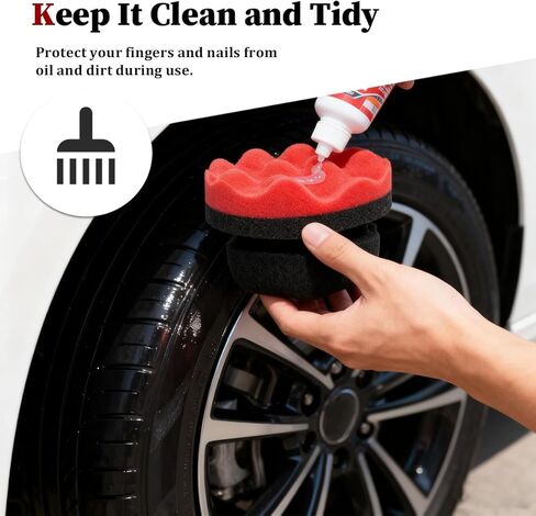 2PCS Large Car Tire Shine Applicator Pad, Hex-Grip Vehicle Tyre Shine Dressing Applicator Foam Tool, Reusable Automotive Tire Detailing Cleaning Sponge Pad, Universal for Vehicles in Kuwait