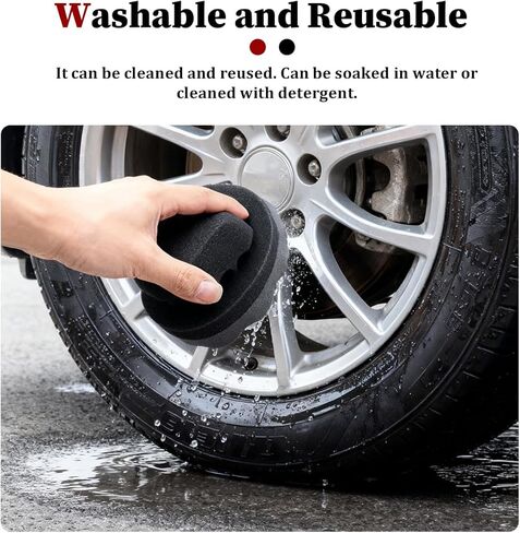 2PCS Large Car Tire Shine Applicator Pad, Hex-Grip Vehicle Tyre Shine Dressing Applicator Foam Tool, Reusable Automotive Tire Detailing Cleaning Sponge Pad, Universal for Vehicles in Kuwait