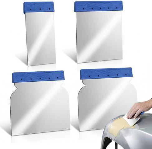 4pcs Metal Body Filler Spreader,Bondo Spreader Tools,Metal Putty Knife,Spackle Knife,4 Sizes,Putty Knife Set,Flexible Reusable Automotive Scraper Repair Tool For Applying Glaze,Plaster,Cement,Paint in Kuwait