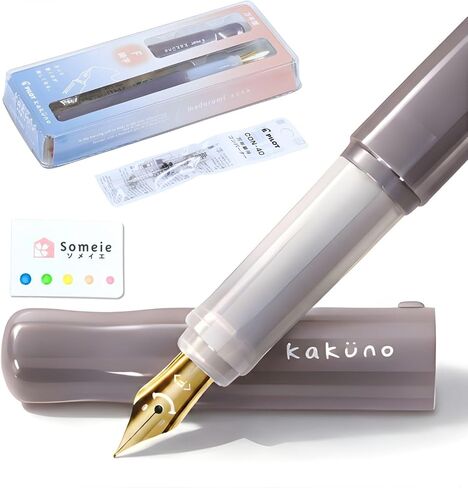 Fountain Pen Set, Kakuno Fine Fountain Pen Madoromi Color Series Pink (PFKA-1MDPF), CON-40 Screw-Type Converter, 6-Color Sticky Notes, for Beginners, Hand Lettering, Made in Japan in Saudi Arabia