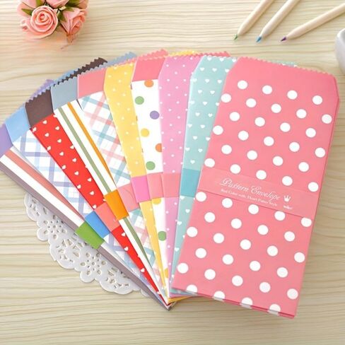 20pcs Colorful Envelopes, 10 Designs Small Cash Envelopes, Coin Envelopes, Manila Style Key Envelopes for Money Cards Gifts Organization in Kuwait