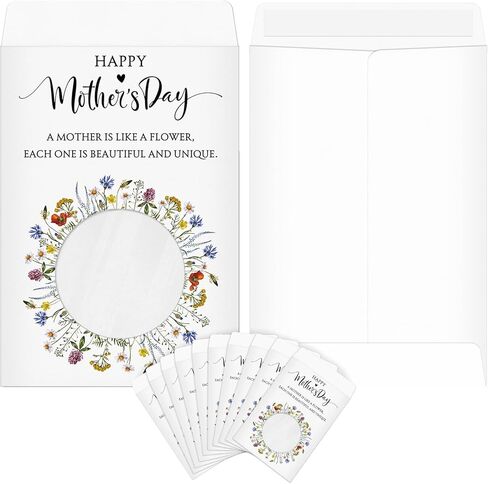 AmazingSpark 50 Pcs Mothers Day Seed Packet Gift Happy Mother's Day Self Adhesive Empty Envelopes Kraft Flower Packet Mini Organizer for Mom Holiday Theme Party Favors Decoration (Wildflower,White) in Kuwait