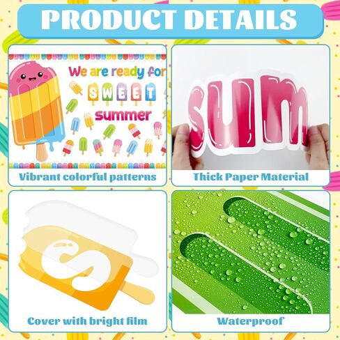 Summer Bulletin Board Decorations Set, May Summer Ice Pop Bulletin Board,Colorful Popsicle Ice Lolly Paper Cutouts, We are Ready for A Sweet Summer Classroom Wall Decor for Teacher Preschool School in Kuwait