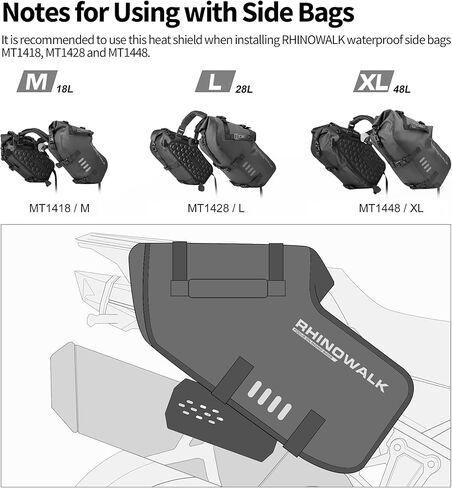 Rhinowalk Motorcycle Exhaust Heat Shield Universal Motorbike Exhaust Pipe Heat Cover Saddlebag Heat Insulation-Large in Kuwait