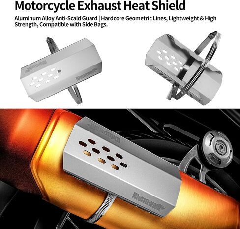 Rhinowalk Motorcycle Exhaust Heat Shield Universal Motorbike Exhaust Pipe Heat Cover Saddlebag Heat Insulation-Large in Kuwait