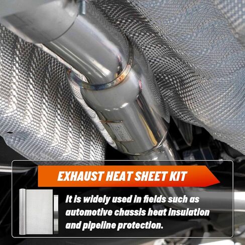 Aluminum Exhaust Heat Shield with 20 Stainless Steel Cable Ties, Automotive Heat Protection Shield for Exhaust Muffler Engine (79" x 16") in Kuwait