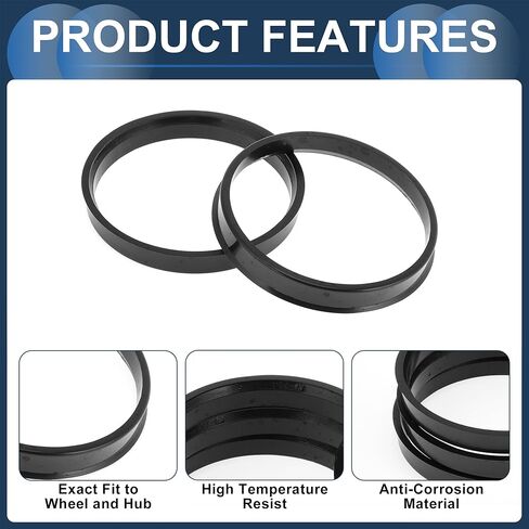 76.1mm to 70.1mm Car Wheel Hub Centric Rings Black Polycarbonate Wheels Center Shaft Shock Absorbing Hubrings 4 Pcs in Kuwait