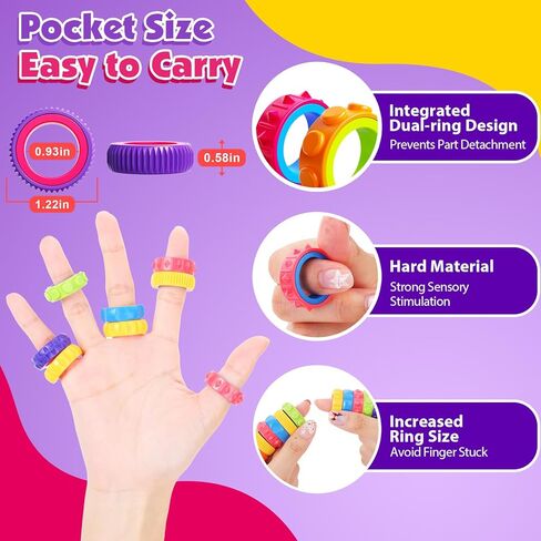 KLT Fidget Toys Bulk for Kids: 100 Pack Textured Spinner Rings - Fun Fidgets for Student Classroom Prize - Small Stress Toys for Autism Calming - Goodie Bags Stuffers for Party Favors in Kuwait