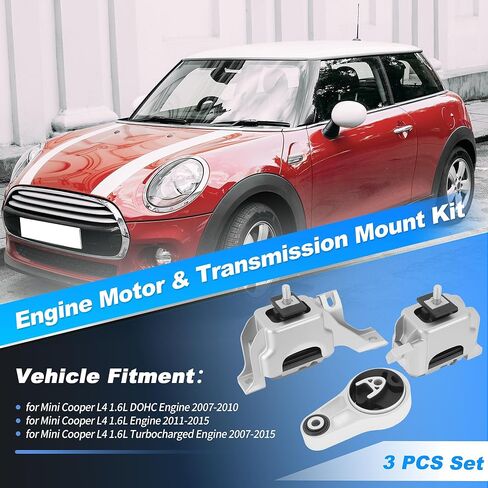 3 قطعة محرك المحرك وناقل الحركة جبل مجموعة لميني كوبر 1.6L DOHC 07-10 كوبر 1.6L 11-15 كوبر 1.6L توربو 07-15 استبدال A70004/22116778645/A70073/22116783094/A4088 in Kuwait