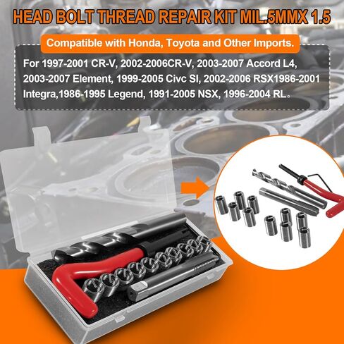 YMT 1420 Head Thread Bolt Repair Tool Kit Fit for Honda B16 CR-V Accord Element RSX for Toyota M11.5mm x 1.5 Engine Cylinder Head Repair Kits in Kuwait