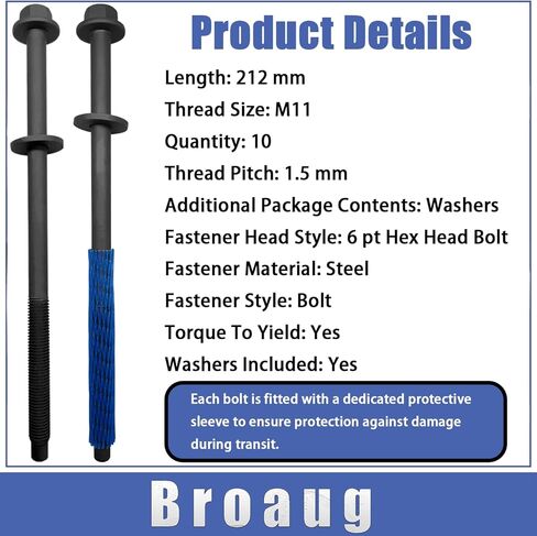 ES72798,GS33269,5R3E6065AA 1Set Engine Cylinder Head Bolts Compatible with Ford/VPG/Mobility Ventures/Qvale/Panoz (1999-2016) Replaces F5AZ6065A,F6AZ6065BA,14-10062-01,HB33055 in Kuwait