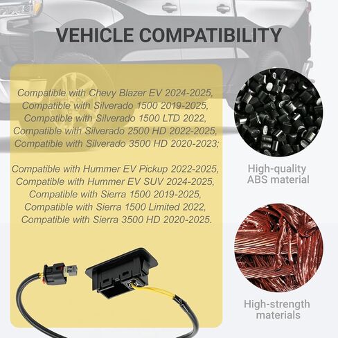 مفتاح تحرير غطاء صندوق السيارة الخلفي مناسب لسيارة Chevy Blazer EV 2024-25، Sierra Silverado 1500 2019-25، Silverado 2500 HD Hummer EV 2022-25، Silverado 3500HD 2020-23، Sierra 3500 HD 2020-25 in Kuwait