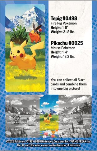 علبة صغيرة من Pokemon TCG: Mega Evolution — Ascend Heroes: Pikachu & Tepig (ورقة ملصقات واحدة، وبطاقة Pokémon Art Card، وحزمتان معززتان) in Kuwait