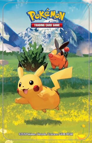 علبة صغيرة من Pokemon TCG: Mega Evolution — Ascend Heroes: Pikachu & Tepig (ورقة ملصقات واحدة، وبطاقة Pokémon Art Card، وحزمتان معززتان) in Kuwait