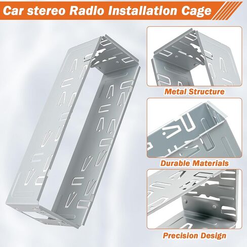 Universal Single Din Stereo Radio Replacement Fitting Cage Kit,Single Din Radio Mount,1 Din Installation Kit,Metal Single Din Radio Cage Bracket for Car Radios/Stereo/DVD Player in Kuwait
