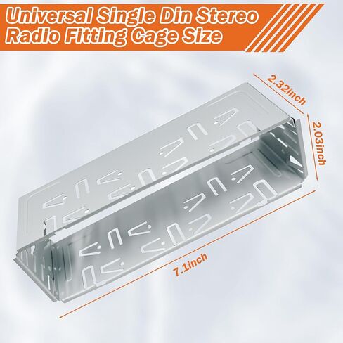 Universal Single Din Stereo Radio Replacement Fitting Cage Kit,Single Din Radio Mount,1 Din Installation Kit,Metal Single Din Radio Cage Bracket for Car Radios/Stereo/DVD Player in Kuwait