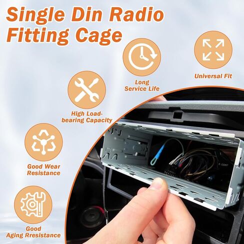 Universal Single Din Stereo Radio Replacement Fitting Cage Kit,Single Din Radio Mount,1 Din Installation Kit,Metal Single Din Radio Cage Bracket for Car Radios/Stereo/DVD Player in Kuwait
