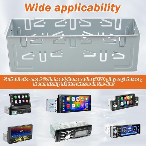 Universal Single Din Stereo Radio Replacement Fitting Cage Kit,Single Din Radio Mount,1 Din Installation Kit,Metal Single Din Radio Cage Bracket for Car Radios/Stereo/DVD Player in Kuwait