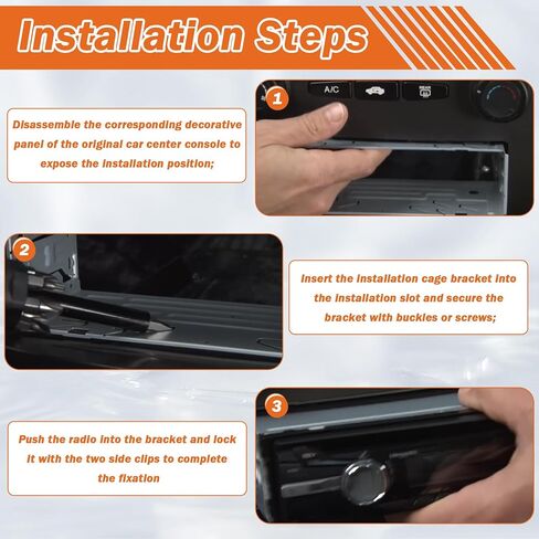 Universal Single Din Stereo Radio Replacement Fitting Cage Kit,Single Din Radio Mount,1 Din Installation Kit,Metal Single Din Radio Cage Bracket for Car Radios/Stereo/DVD Player in Kuwait