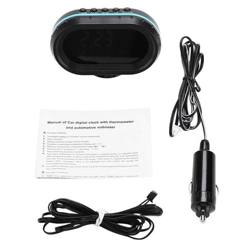 Car Thermometer 12V LED Clock for Car Voltmeter Meter Clock Alarm Monitor Auto Dual Temperature Gauge Voltmeter Voltage Tester in Kuwait