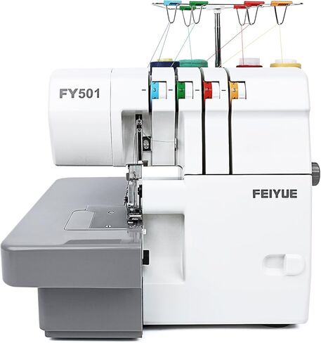 FEIYUE FY501 Serger Overlock Machine, 2/3/4 Thread Sewing Machine with Differential Feed, Built-in Rolled Hem, Free Arm, Metal Frame & 1,100 SPM for Home Sewing in Kuwait