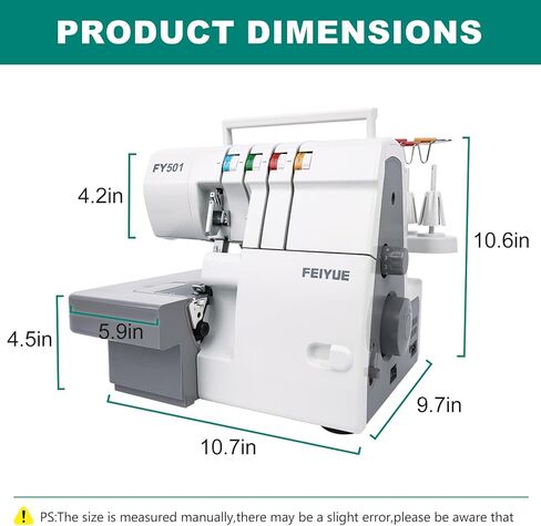 FEIYUE FY501 Serger Overlock Machine, 2/3/4 Thread Sewing Machine with Differential Feed, Built-in Rolled Hem, Free Arm, Metal Frame & 1,100 SPM for Home Sewing in Kuwait