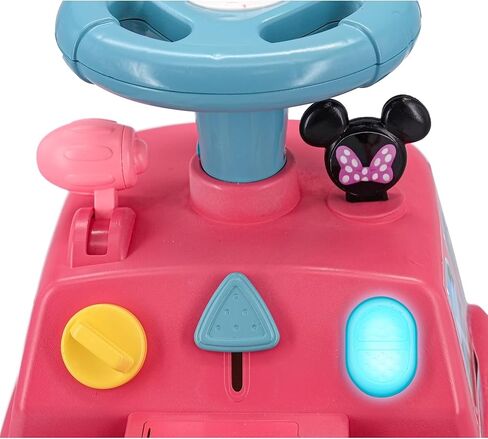Kiddieland Minnie Mouse Lights & Sounds Camper Ride-On with Trailer, Interactive Foot-to-Floor Toddler Toy, Ages 12–36 Months, Storage, Pretend Play Accessories in Kuwait