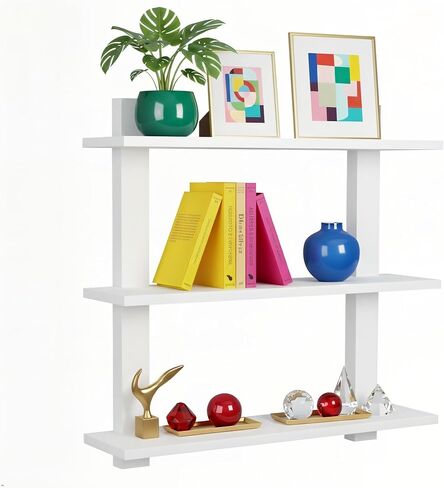 Sorbus Bathroom Shelves - 3-Tier Wall Mounted Floating Shelves for Books, Trophies, Wall Decor, Kitchen, Living Room & Bathroom Decor - Decorative Hanging Display Over the Toilet Storage Shelf - Black in Saudi Arabia