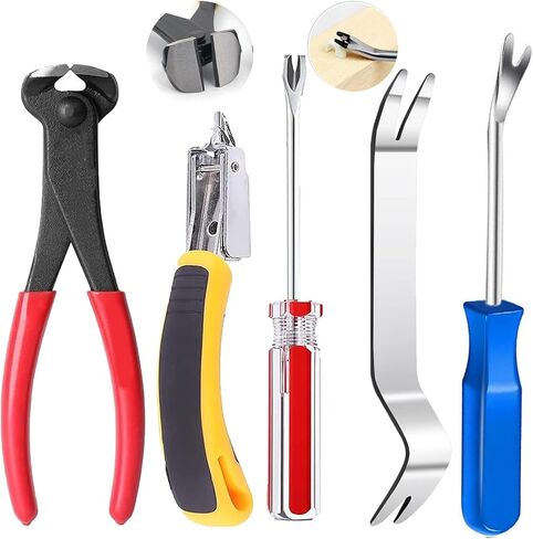 Upholstery Staple Remover Tack Puller Nail Remover Tool Set Nail Puller Plier, Staple Puller, Tack Lifter, Fastener Remover, for Furniture Floor Wall Wooden Case Car Photo Frame (5 pcs) in Kuwait