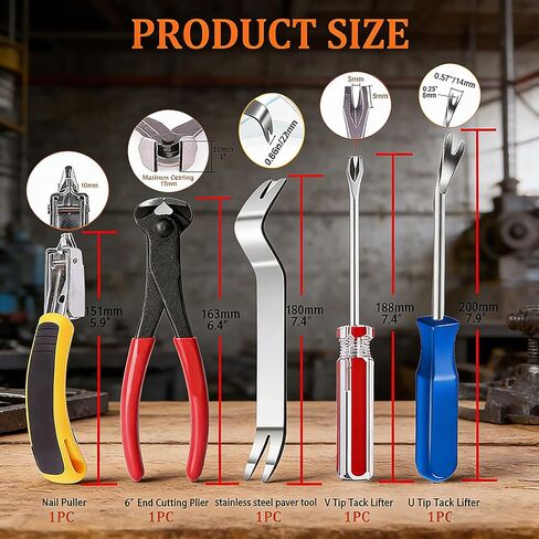 Upholstery Staple Remover Tack Puller Nail Remover Tool Set Nail Puller Plier, Staple Puller, Tack Lifter, Fastener Remover, for Furniture Floor Wall Wooden Case Car Photo Frame (5 pcs) in Kuwait