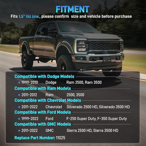 11025 مجموعة تركيب الديزل مجموعة تثبيت خزان الوقود المساعدة المتوافقة مع Ford وChevrolet وGMC وDodge Ram 1999-2022، خزان الوقود الإضافي الذي يعمل بالوقود الجاذبية مع خط تعبئة 1 1/2 بوصة، فقط للديزل in Kuwait