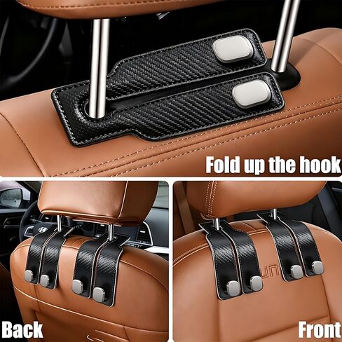 Universial Hooks for Car Seat Headrest, 2Packs Headrest Hooks for Car, Organizer for Purses and Bags, Vehicle Seat Storage Hooks, Essential for Car Travel, Space-Saving, Durable Leather in Kuwait
