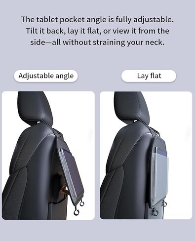 حامل كمبيوتر لوحي للسيارة، مسند رأس للمقعد الخلفي لجهاز iPad، منظم مقعد قابل للتعديل مع جيب شاشة تعمل باللمس وخطافات تخزين، يناسب الأجهزة اللوحية مقاس 7-11 بوصة، ملحقات سفر للأطفال in Kuwait