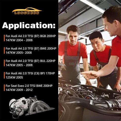 طقم الشاحن التوربيني مع حشية FIT Audi A4 B7 2004-2008، FIT Audi A6 C6 2005-Onward، FIT Seat Exeo 2009-2012 - الاستبدال المباشر - استبدال OE # 53039880106 06D145701B in Kuwait