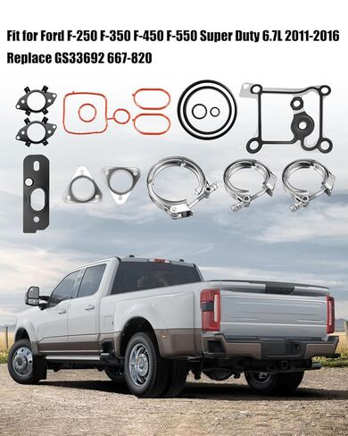 Turbocharger Mounting Gasket Set Fit for Ford F-250 F-350 F-450 F-550 Super Duty 6.7L 2011 2012 2013 2014 2015 2016, Replace GS33692 667-820 ‎AP0156 BC3Q6C840AC BC3Q9W622AB in Kuwait