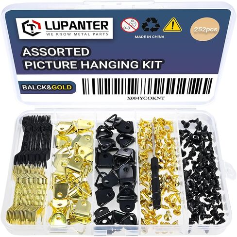 Picture Hanging Kit, 252 Pieces, Heavy Duty Hardware with 50 Sawtooth Hangers, 50 D Rings, 150 Screws and Screwdriver for Wall Frame Canvas Mounting in Kuwait