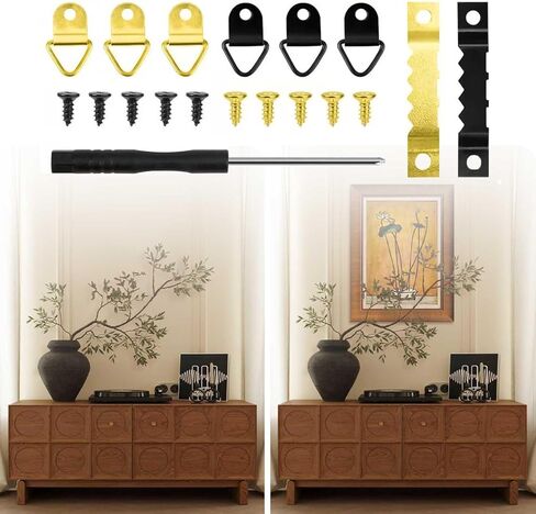 Picture Hanging Kit, 252 Pieces, Heavy Duty Hardware with 50 Sawtooth Hangers, 50 D Rings, 150 Screws and Screwdriver for Wall Frame Canvas Mounting in Kuwait