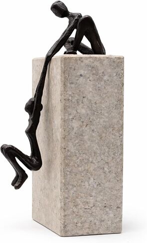 Industrial Abstract Metal art Sculpture Couple - Man Lifting Woman from Ledge - Modern Love Gift Bronze for Couples Cast Iron Shelf Decor for Home, Farmhouse, Bedroom, Living Room in Kuwait