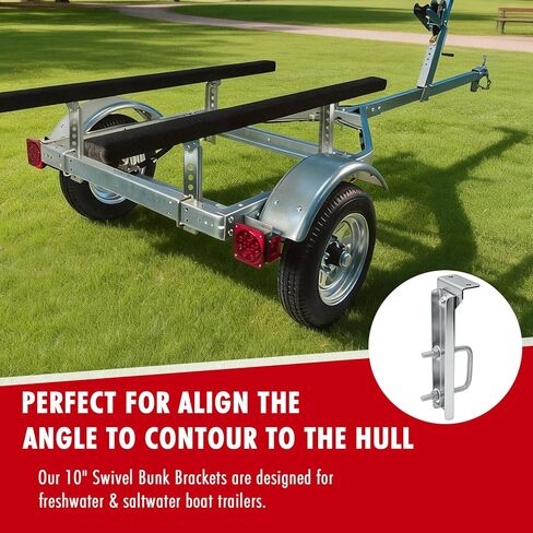4 Pack 10" Boat Trailer Bunk Brackets Kit, Heavy Duty Galvanized Swivel Top, for 1.5" x 3", 2" x 3", 3" x 3" Boat Trailer Crossmember in Kuwait