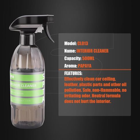 منظف ​​داخلي، SPTA 16oz 500ml منتجات تفصيلية احترافية، منظف داخلي، آمن على الجلود والفينيل والبلاستيك والمزيد، يزيل الأوساخ والشحوم والزيوت، بدون بقايا، رائحة منعشة، لا حاجة للتخفيف -CL013 in Kuwait