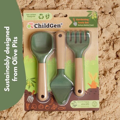 ChildGen Gardening Tools Set, Mini Tools for Shaping Play Sand & Sensory Play, Creative Outdoor & Indoor Fun for Kids, Bioplastic Toy from Olive Pits in Kuwait